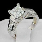 2Ct Princess Cut Lab Created Diamond Engagement Ring 14K White Gold Plated