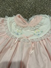 Vintage Pink Baby Dress Doll Cotton Embroidery Lace Collar Trim, BABY JOGS