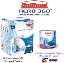 UniBond Aero-360 Pure Moisture Absorber  Device + Lavender Refill, 450g x2
