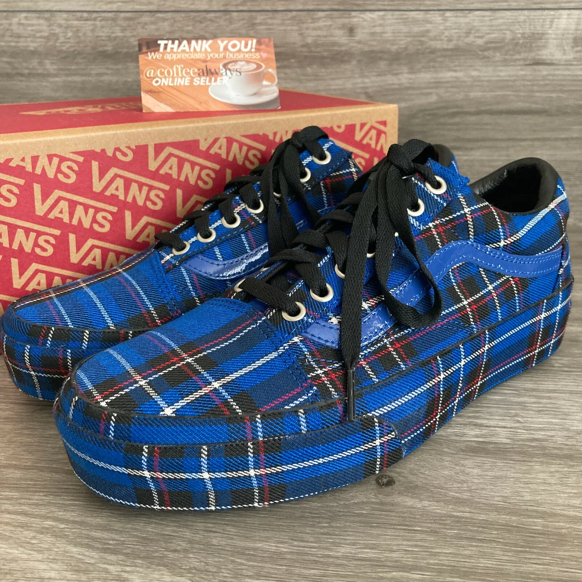 Vans blue and black checkered cheap