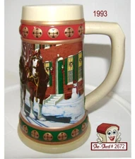 Vintage Anheuser-Busch 1993 Hometown Holiday Budweiser Beer Stein Beer Mug