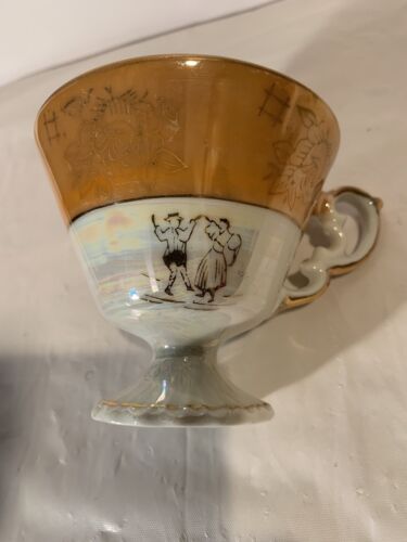 Wales Dancing Lady And Man Tea  Cup Luster Ware Vintage ￼ - Picture 1 of 5