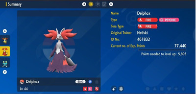 Pokemon Scarlet & Violet 6IV Shiny DELPHOX Max EVs