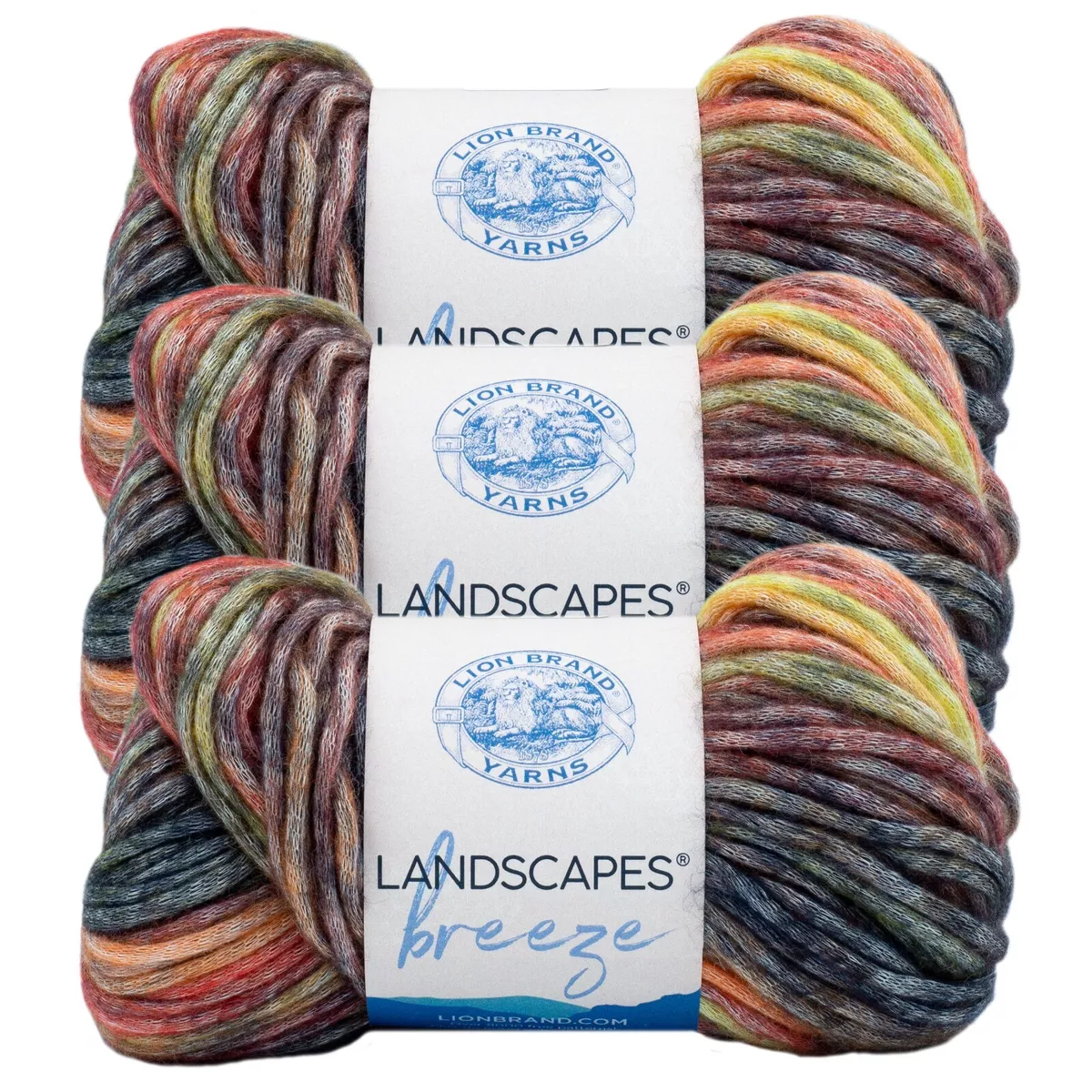 3 Pack) Lion Brand Yarn 543-613L Landscapes Breeze Yarn, Horseshoe