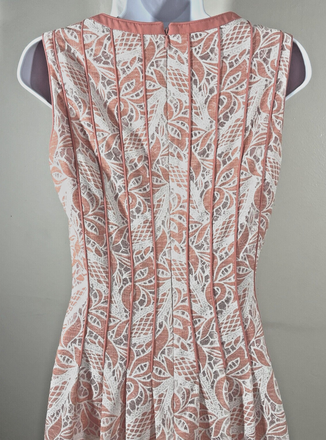 Antonio Melani Dress Women 4 Lace Overlay Coral Flattering Seaming Career Boho