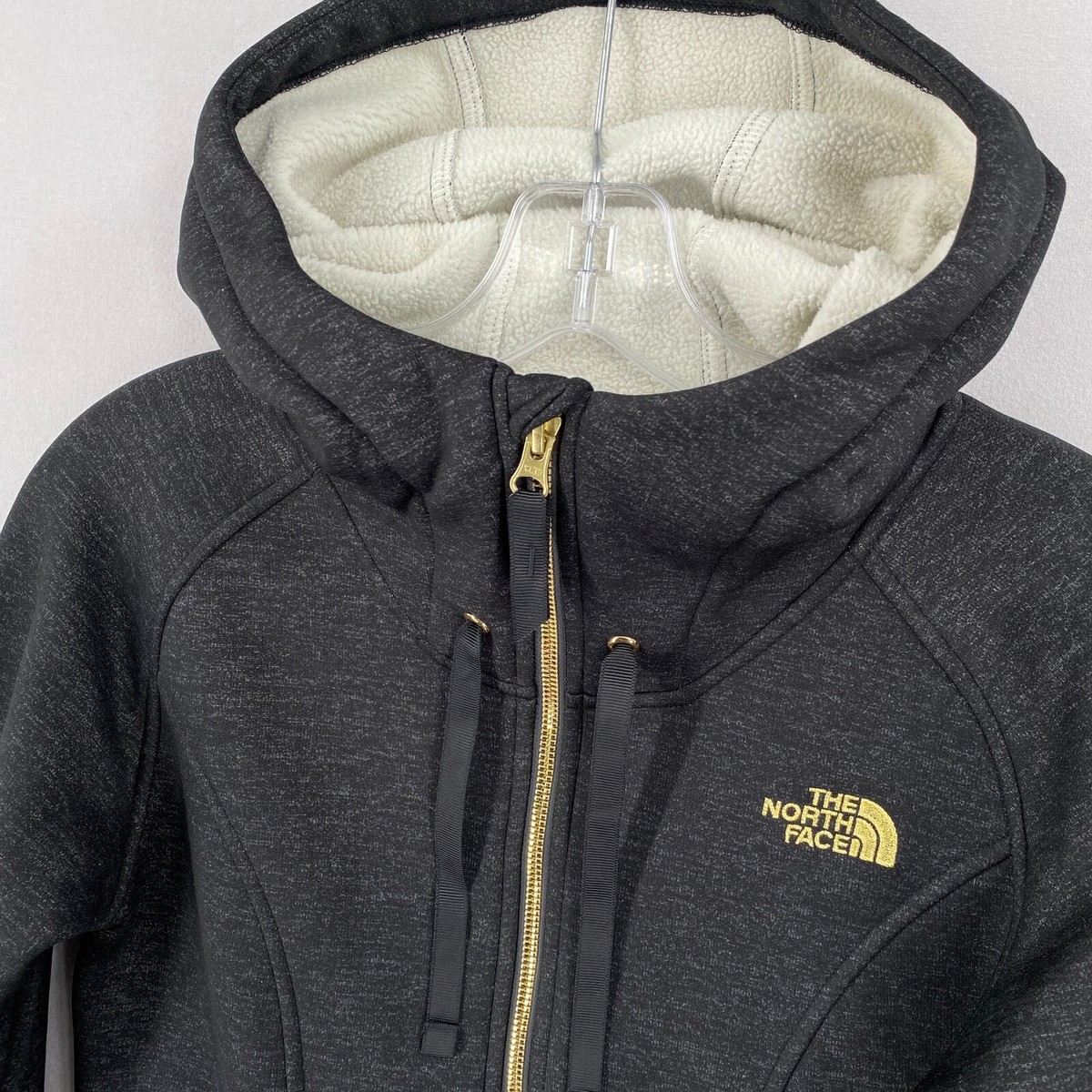 The North Face Womens Mattea Parka Hoodie Jacket XS Medium Dark Gray Black  Gold