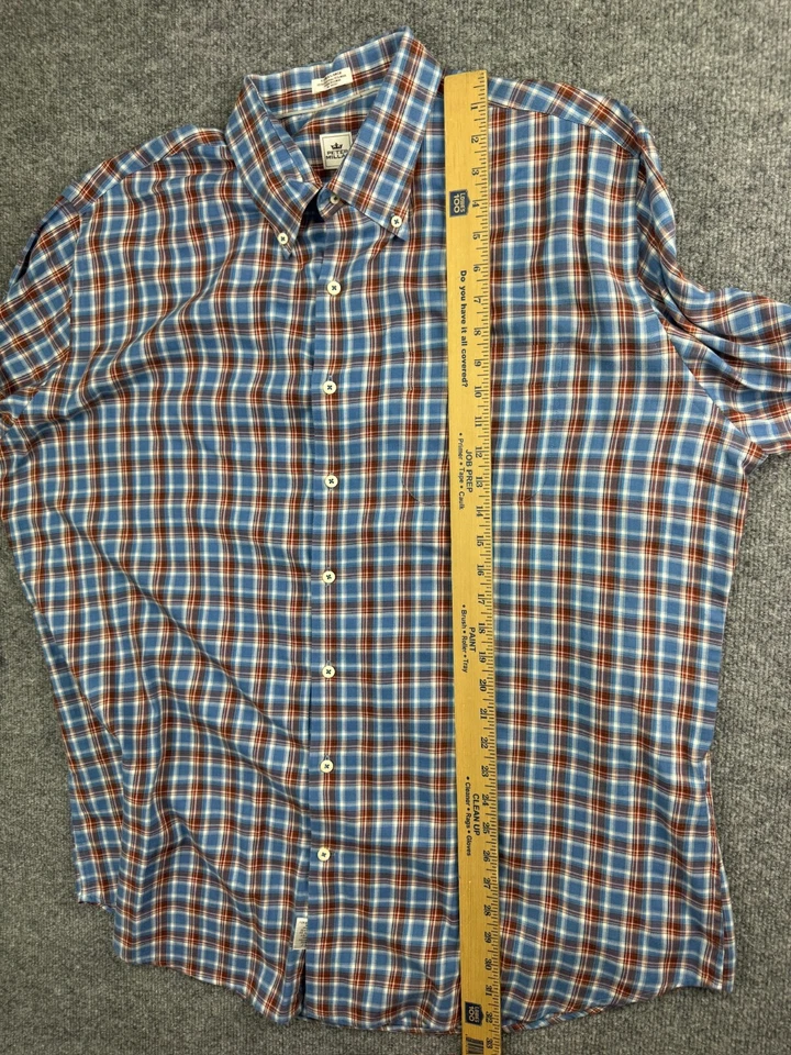 Peter Millar Dress Shirt Men's XL Blue Red Check Wool Blend Button Down - Image 4 of 4