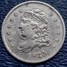 1835 Capped Bust Half Dime 5c High Grade AU Details #72186