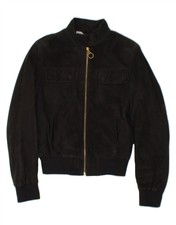 Luca D'altieri Womens Suede Bomber Jacket It 42 Medium Black Suede Aj17