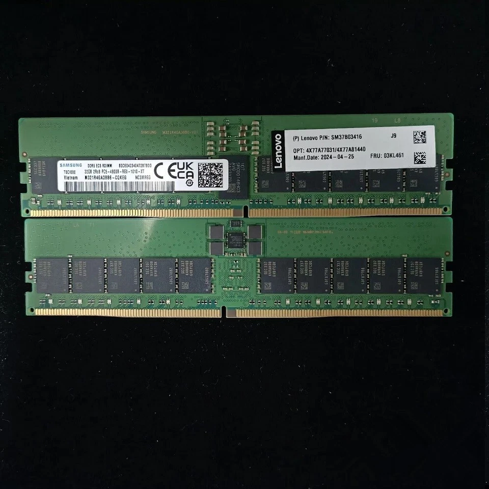 NEW 4X77A77031/4X77A81440 Lenovo 32GB 2Rx8 DDR5 PC5-4800 RDIMM Server Memory - Image 3 of 4