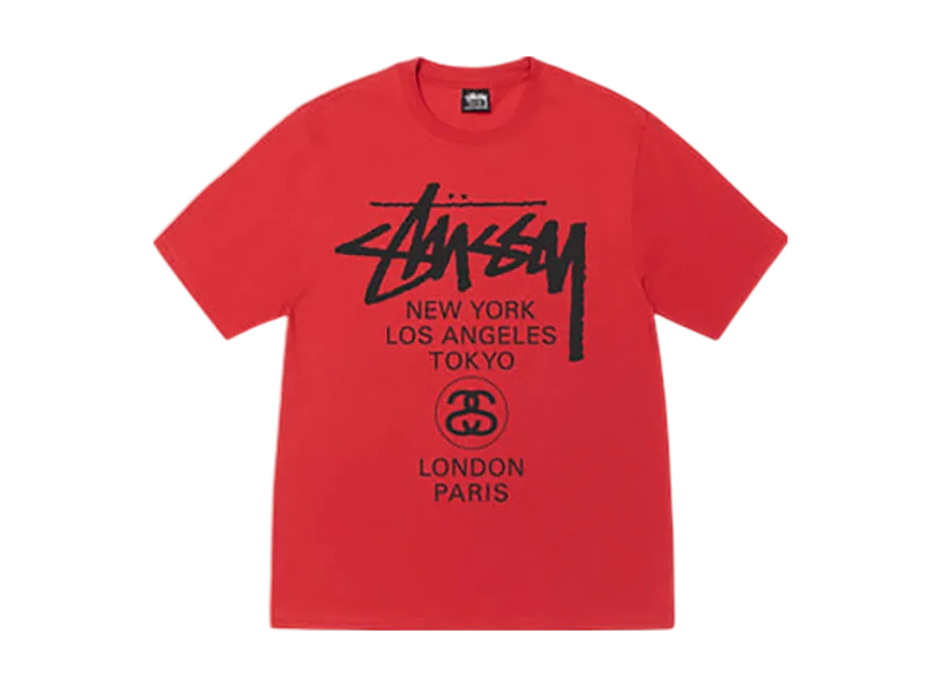 トップス Stussy World Tour Tee 25SS Cayenne L Stussy World Tour Tee Black White Cayenne Navy 4colors SS25 | eBay
