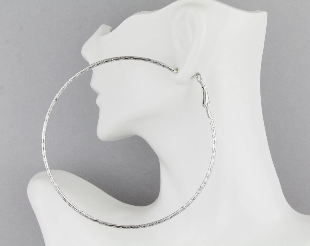 Silver hoop earrings Big Huge hoops earrings 3 1 8