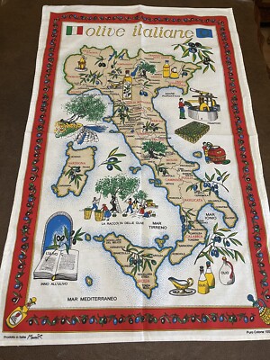 Olive Italiane Artistic Puro Cotone Canvas Fabric Souvenir Tea Towel Monveni R