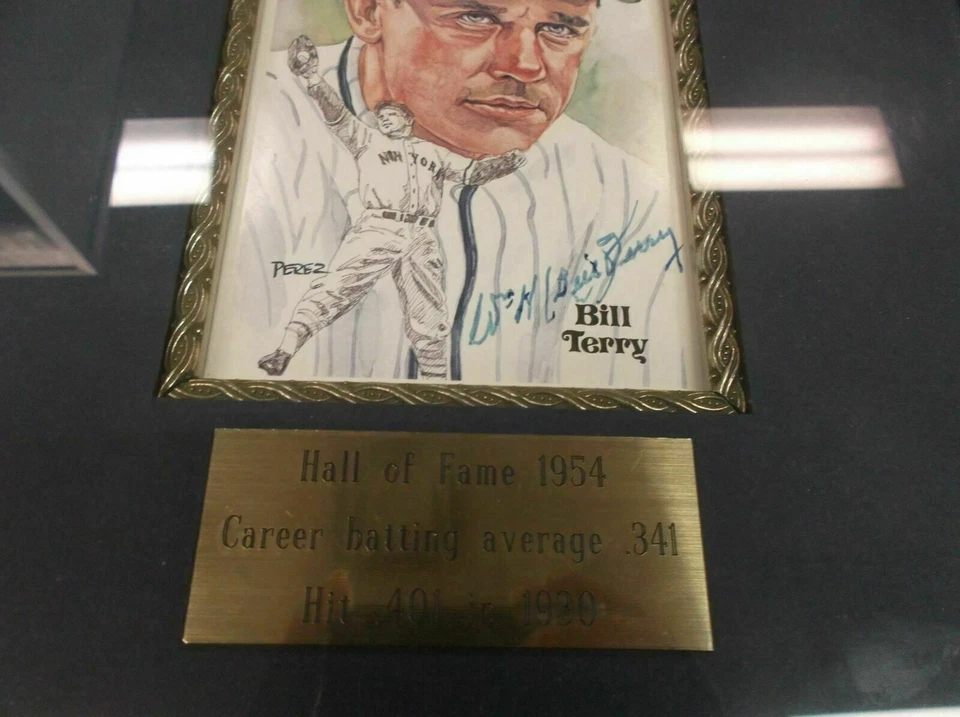 Tarjeta postal firmada por Bill Terry enmarcada 13x11 New York Yankees Foto 2 de 3