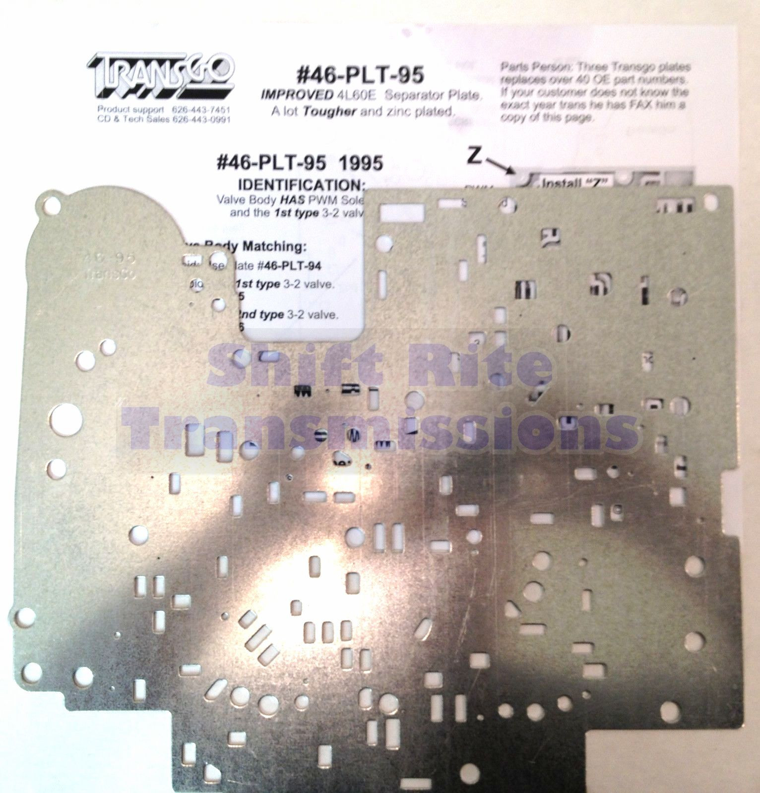 4L60E 1995 VALVE BODY SEPARATOR PLATE TRANSGO M30 HEAVY DUTY SEPERATOR