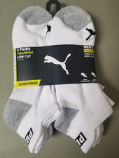 New Mens Puma 6 Pair Low Cut Athletic Socks.