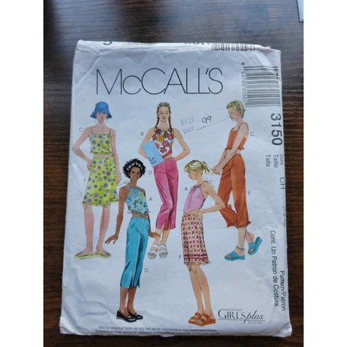 2001 McCall's 3150 Pattern - Teen Tank Pants Skirt - Size CH 7-8-10