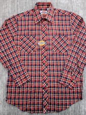VTG 70s 80s DICKIES Mens Medium Flannel Plaid Shirt Lightweight Button Up NWT
