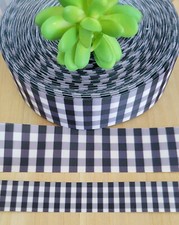 5/8, 7/8  1.5" 1 YD Buffalo Plaid Grosgrain Ribbon Black  White Checked