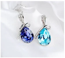 Women's Fashion Silver Chain Crystal Rhinestone Pendant Necklace Jewelry Gift