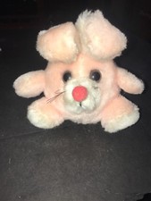 RUSS POLY THE PINK BUNNY PLUSH 4 1/4" VINTAGE 1980S