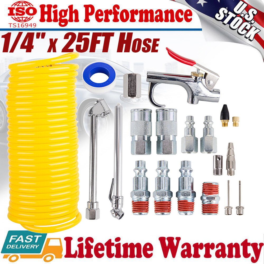 Accessory Kit 1/4" Npt Air Tool W/ 1/4inch X 25ft Nylon Air 