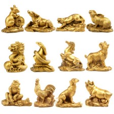 Feng-Shui Gold Chinesisch Harz Zodiac Tiere Statue Skulptur Haus Zimmer Dekor