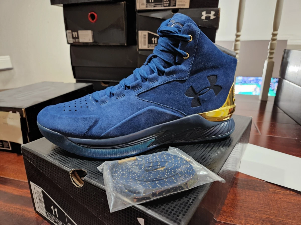 cultura Objeción Sucio New Under Armour Curry 1 Lux Mid Blue Suede Gold Men's Size 11 Sneakers  Shoes | eBay