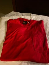 MENS NWOT XL EDDIE BAUER LONG SLEEVE RED POCKET CREW NECK T SHIRT