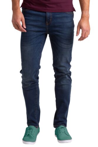 Herren dunkelblau Denim Jeans Freizeit Stretch entspannt gerade schmale Passform verschiedene Größen - Bild 1 von 5