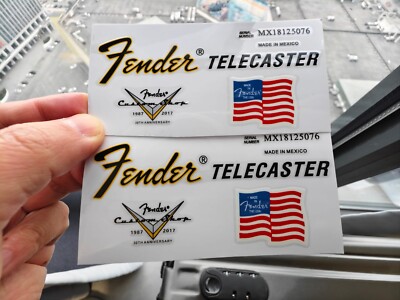 2Sets FENDER TELECASTER Custom Shop Guitar Bass Vinyl UV Headstock