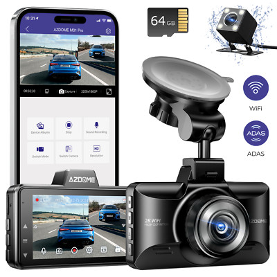 AZDOME 3K 3''Dashcam WiFi ADAS 2K+1080P Front und Heck AutoDVR Parkmodus G-Sensor