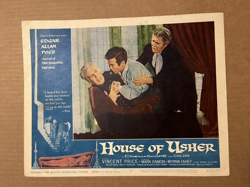 House Of Usher Original Movie Lobby Card #3 Vincent Price 1960