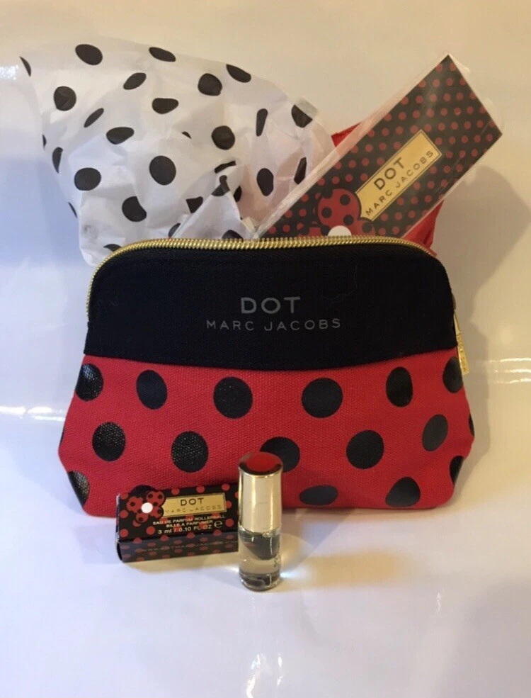 2 pc.Marc Jacobs DOT Adorable Makeup Bag Mini RARE Rollerball Perfume NEW