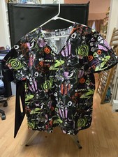 Jack Skellington Scrub Top by Disney Nightmare Before Christmas Womens M