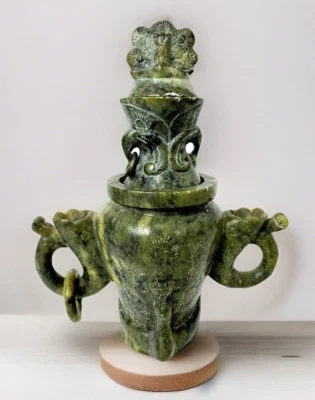 中国　玉石碧玉　三足沖耳爐　香炉　V R6135E 古董中国玉石香炉1900-1940 | eBay