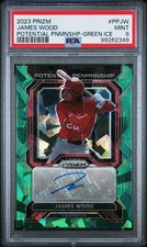2023 James Wood Potential Penmanship Green Ice Auto PSA 9 Washington Nationals