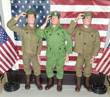 (3) 1964/1966 (3 Figures) 3 T.M. GI Joe's. Army and Green Beret. Japan uniforms 