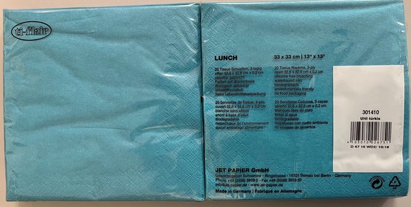 Uni Servietten TüRkis 33 X 33 Cm 3-Lagig 20 Servietten Pro Packung-image