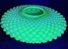 Fenton Special Rose Bowl Opalescent Green “Glow” Hobnail MCM Shape 1940-50 Rare