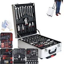 810PCS Tool Set Case Mechanics Kit Box Organize with Castors Toolbox Trolley