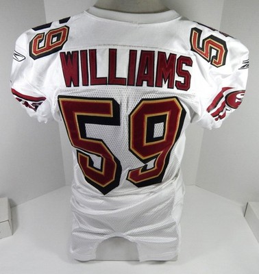 2005 San Francisco 49ers Renauld Williams #59 Game Issued Weißes Trikot 44 7895