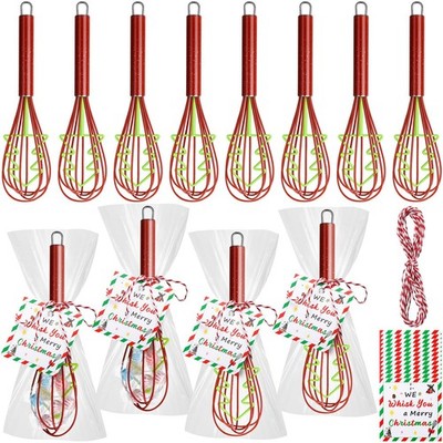 12 Sets 10 Inch Christmas Whisk Baking Supplies Gifts Bulk Silicone Cards