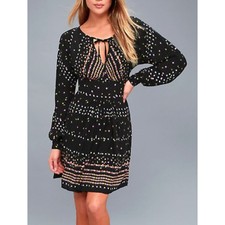 Free People Boho Coryn Multicolor Dot Pleated Open Back Mini Dress Size 2