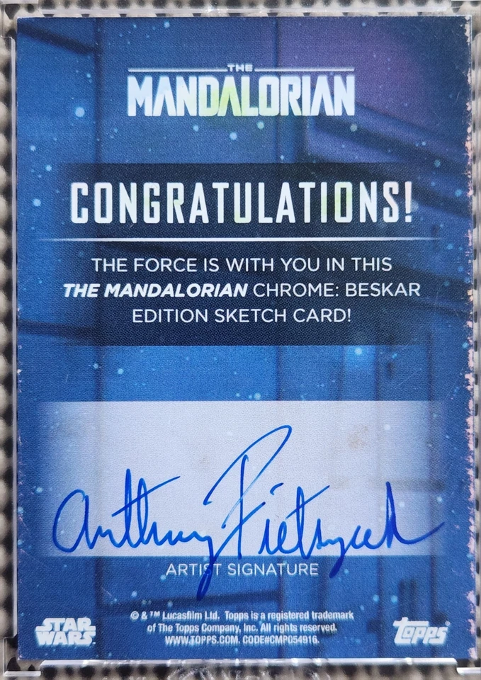 TARJETA DE BOCETO DE GROGU YODA FIRMADA POR ANTHONY PIETSZAK AUTOMÁTICA (1/1) STAR WARS MANDALORIAN Foto 2 de 3