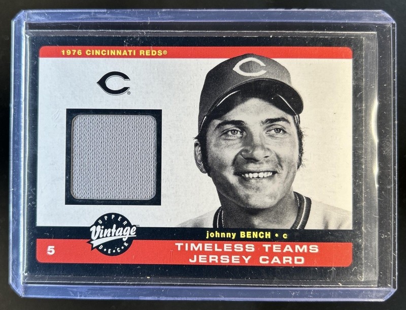 2002 Upper Deck Vintage Johnny Bench Timeless Teams Game Jersey #JJ Reds