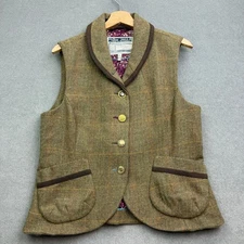 JOULES Waistcoat UK 16 BEVERYLEY Vest Wool Tweed Gilet Herringbone Riding Hunt
