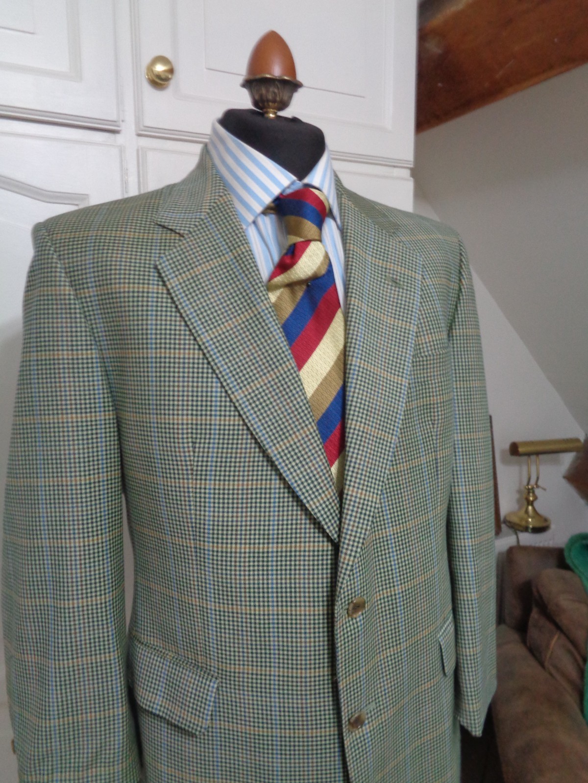 VINTAGE DAKS  PURE WOOL  GREEN MIX TWEED JACKET/ BLAZER   UK  42S   BRITISH MADE
