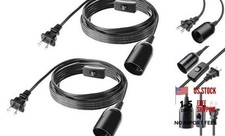 2-Pack Extension Hanging Lantern Cord Cable UL 375W with E26 E27 Socket On/Off