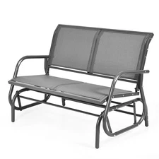 48" Outdoor Patio Swing Glider Bench Chair Loveseat Rocker Lounge Outdoor Grey